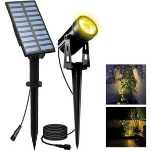 Solar Spotlights Outdoor Waterproof Landscape Lights Garden Path Tree Pool Warm